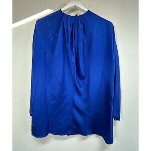 Loewe Madrid 1846 Womens Royal Blue Button Back Gathered Neck Blouse Tunic Top